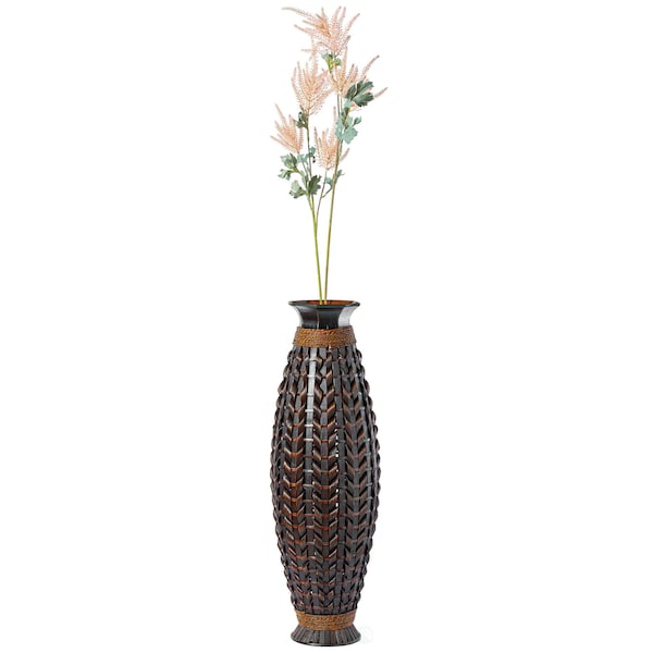 Uniquewise Tall Bamboo Floor Standing Vase with Wicker Woven Design 39 Inch High QI003822 - main